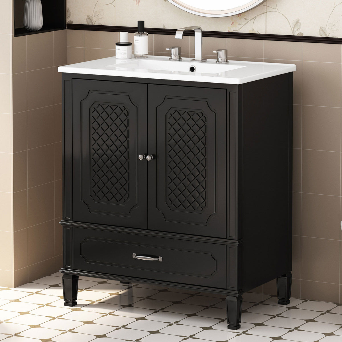 Bathroom Vanity With Sink, Soft Closing Door, Multi Functional Storage