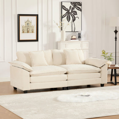 Wider Armrest LoveSeat (Ottoman is not included), Modern Sectional Couch, for Living Room Bedroom and Apartment, Comfy Double Layer Upholstered Seat Cushion, Breathable Chenille Fabric, Beige,SW5042BG