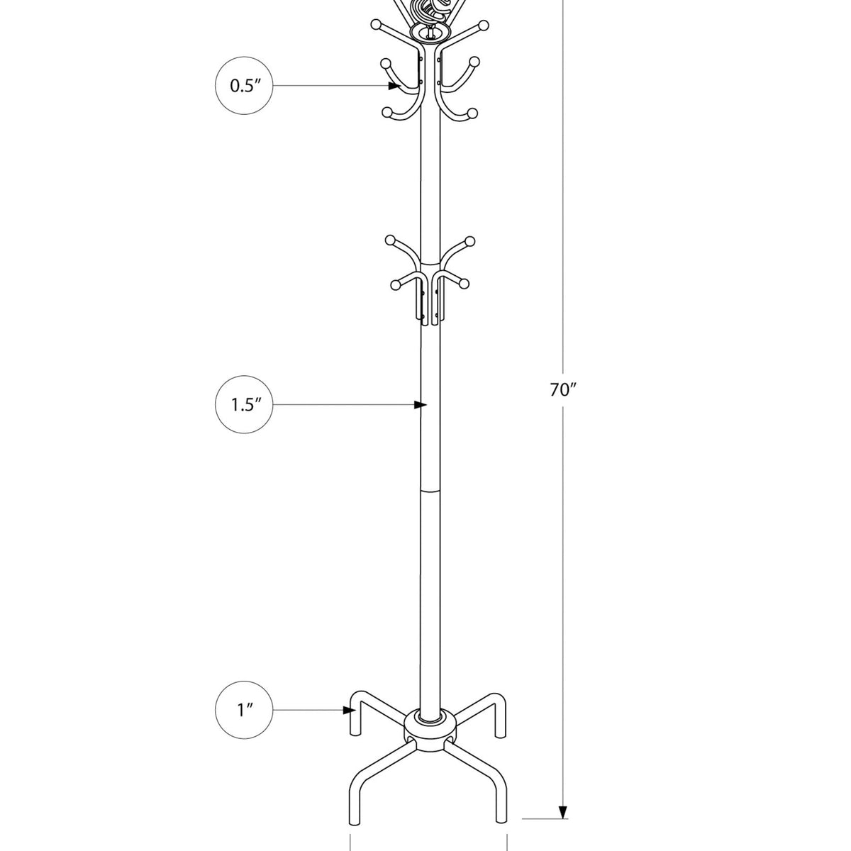 Free Standing Coat Rack 12 Hooks For Entryway