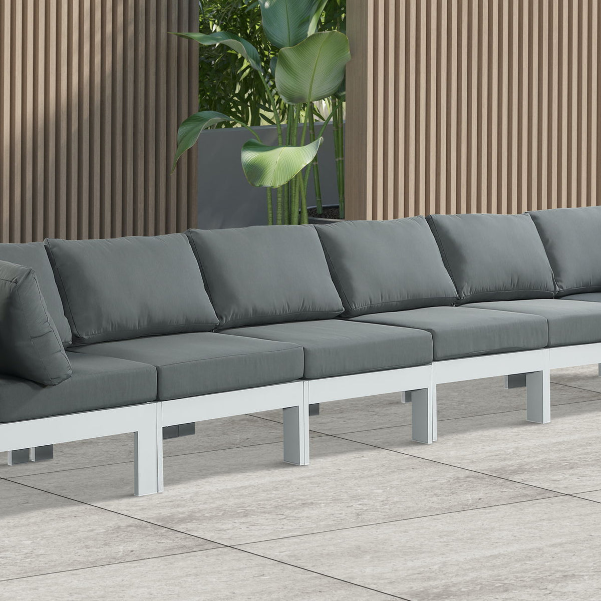 Nizuc - Outdoor Patio 6 Seat Modular Sofa With White Frame