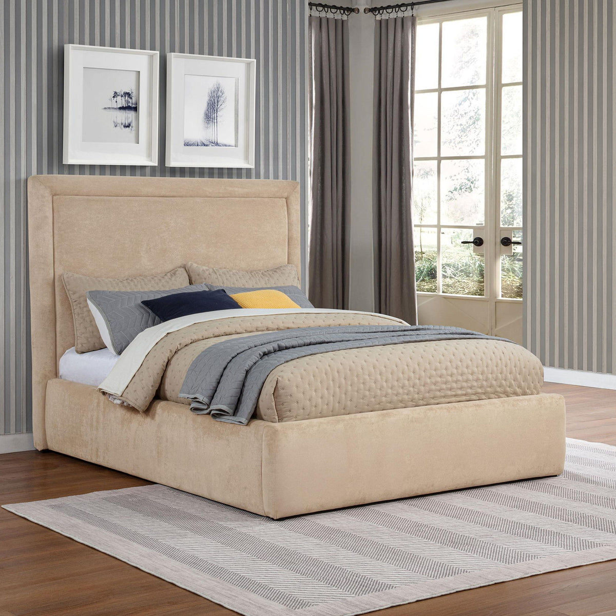 Lawson 54-inch Upholstered Full Platform Bed Light Saddle