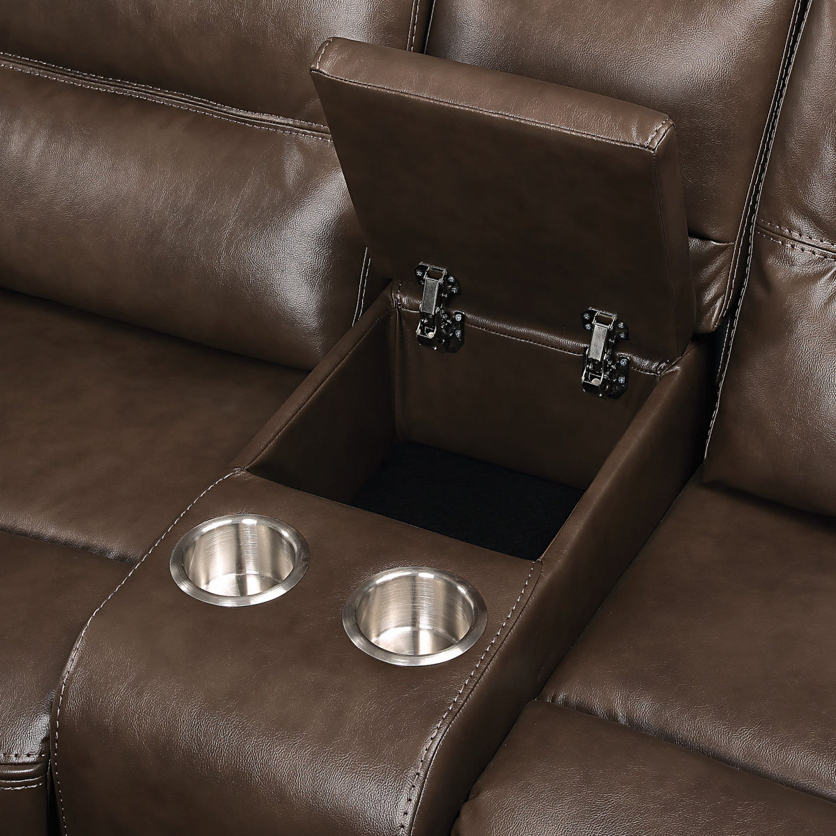 Aashi - Leather Gel Match Recliner Loveseat - Brown