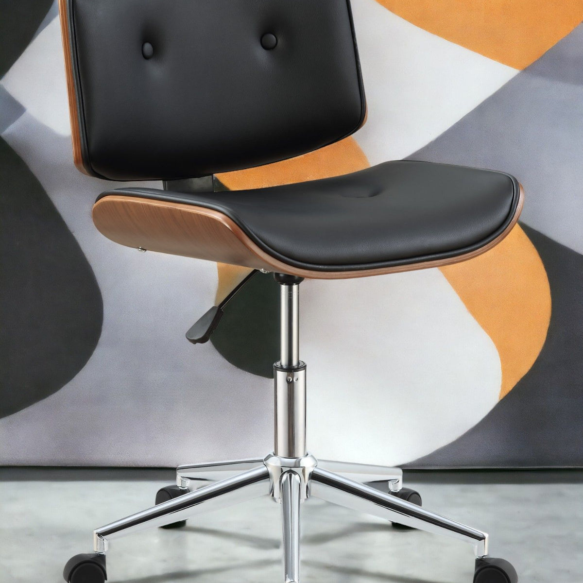 Camila - Synthetic Leather Office Chair - Black