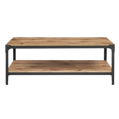 Modern Industrial Coffee Table With Lower Shelf - Barnwood