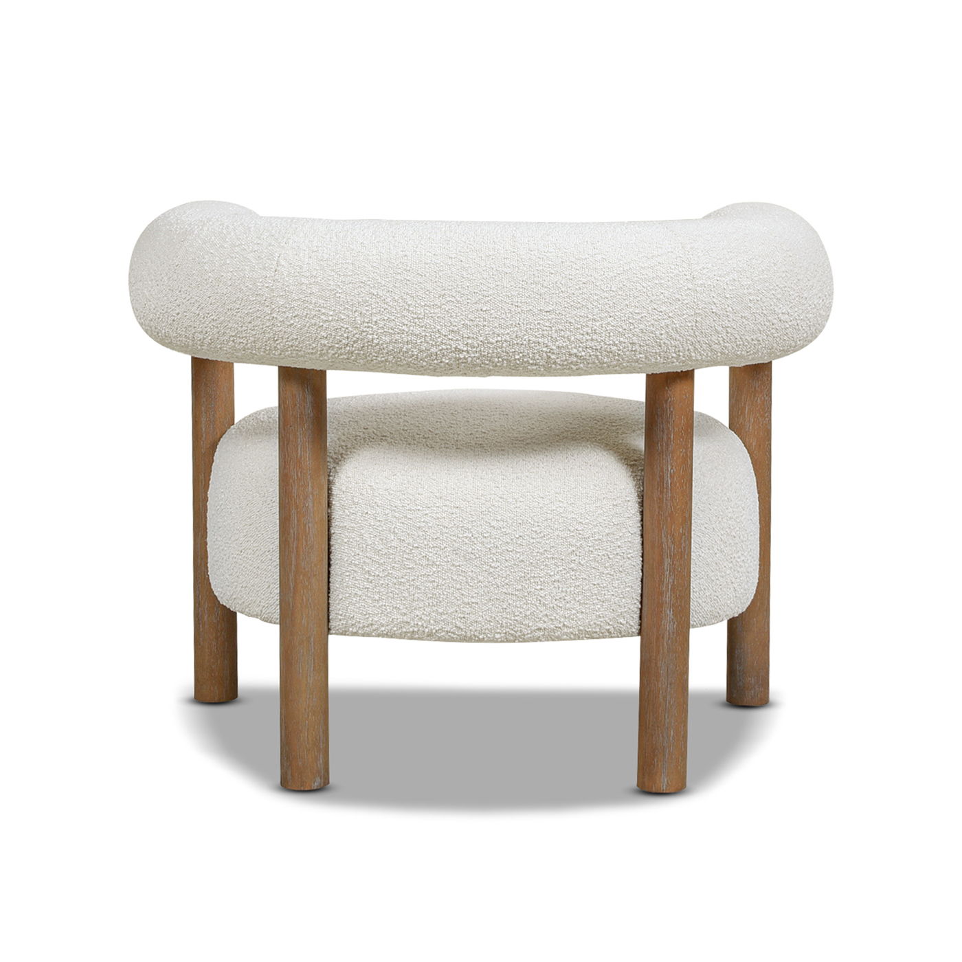 Fuji - Mid Century Modern Barrel Accent Arm Chair - Ivory White