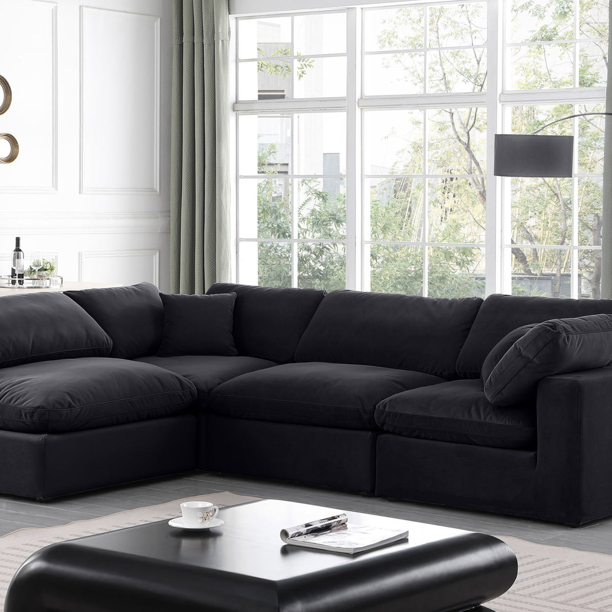 Comfy - 4 Piece Velvet Modular Armless Sectional
