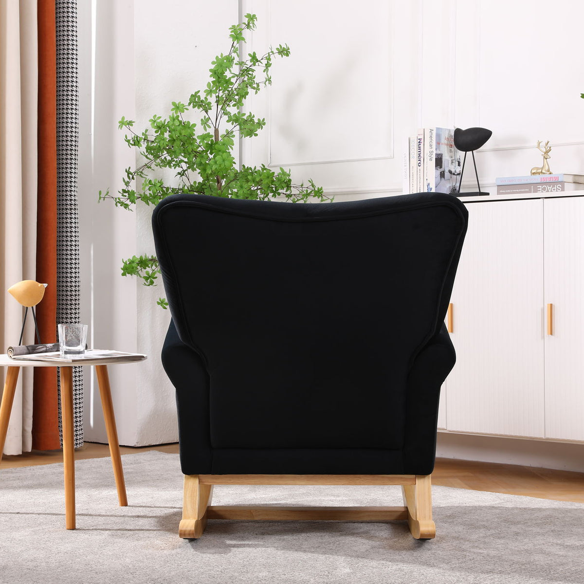 Modern Rocking Chair, Upholstered Accent Chair For Nursery, Small Contemporary Rocke