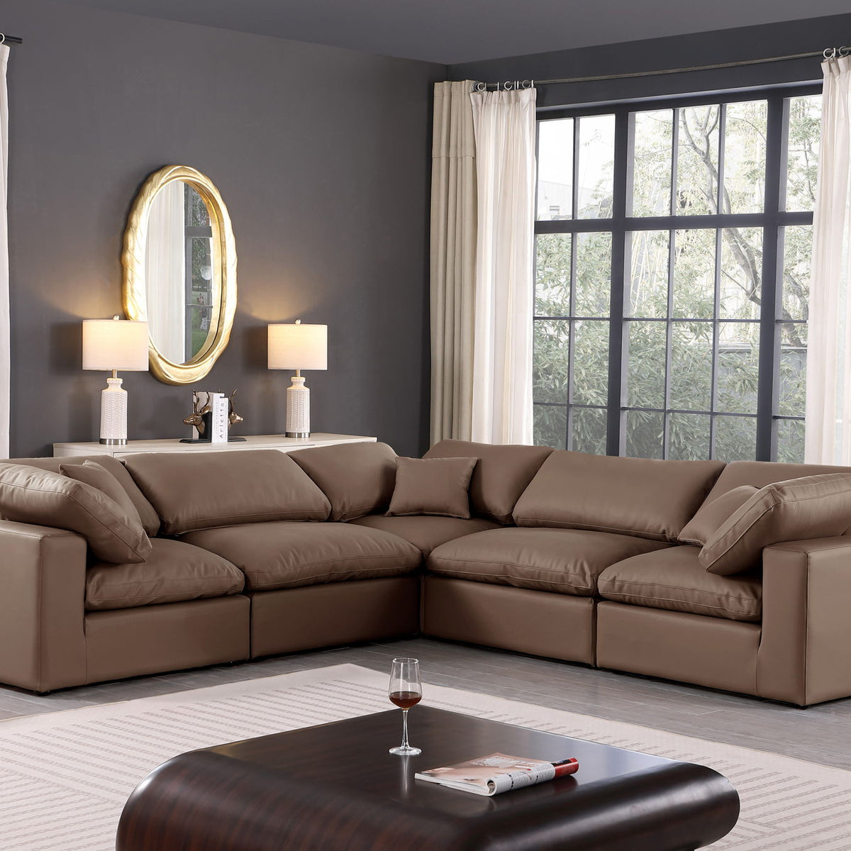 Comfy - 5 Piece Faux Leather Modular Corner Sectional