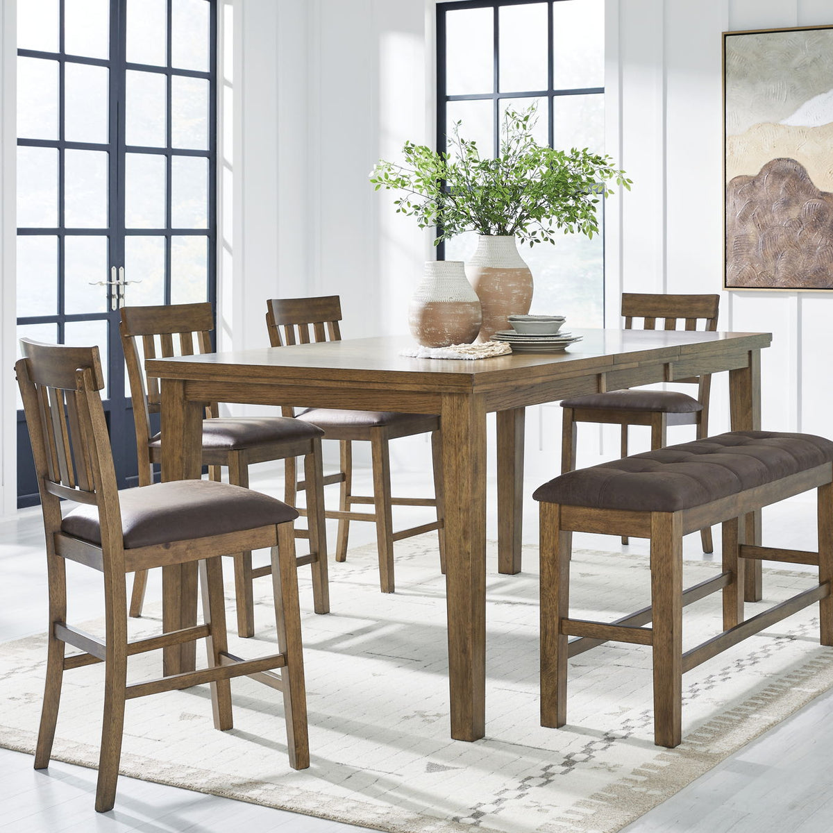 Urbinforte - Counter Height Extension Dining Table Set
