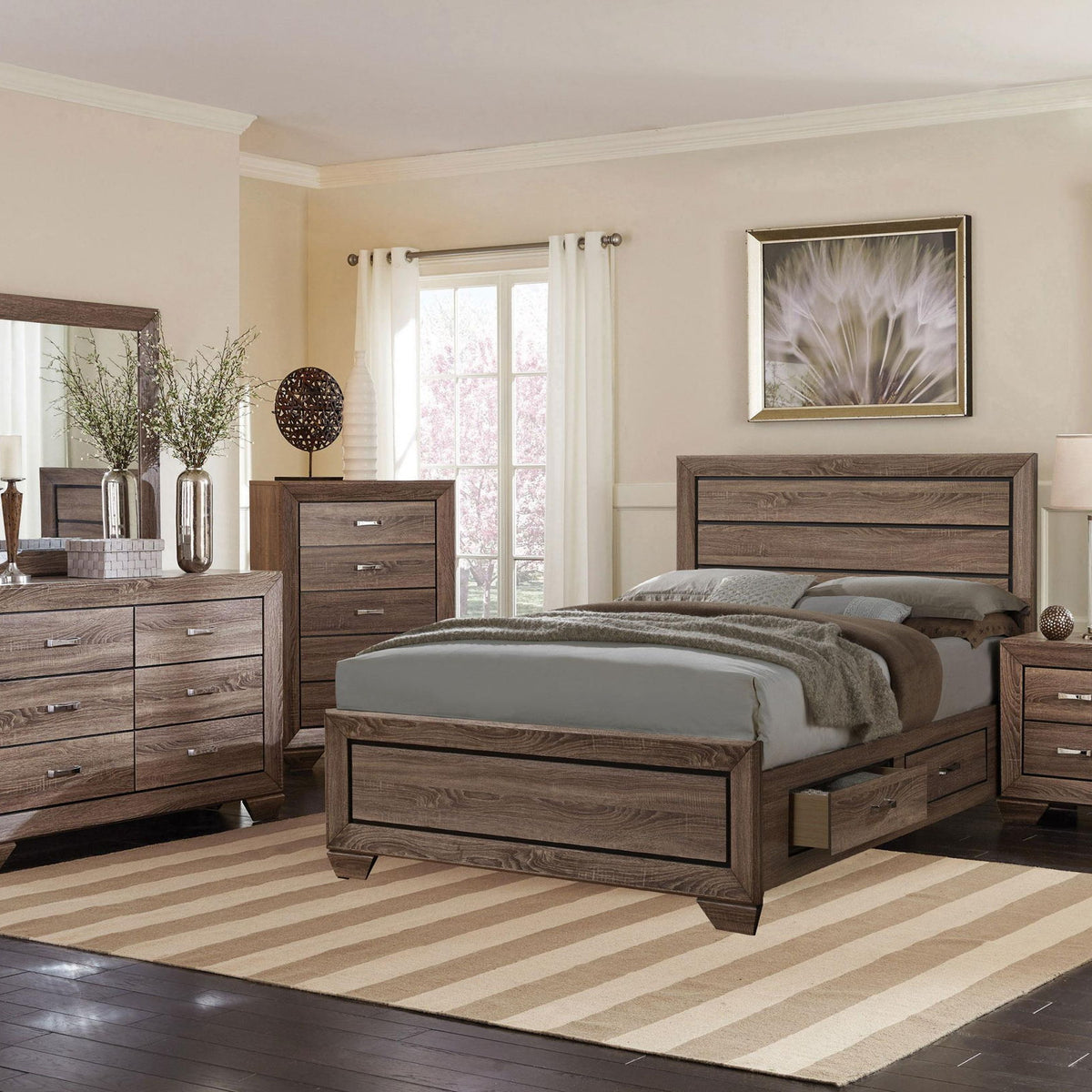 Kauffman 5-piece Eastern King Bedroom Set Washed Taupe