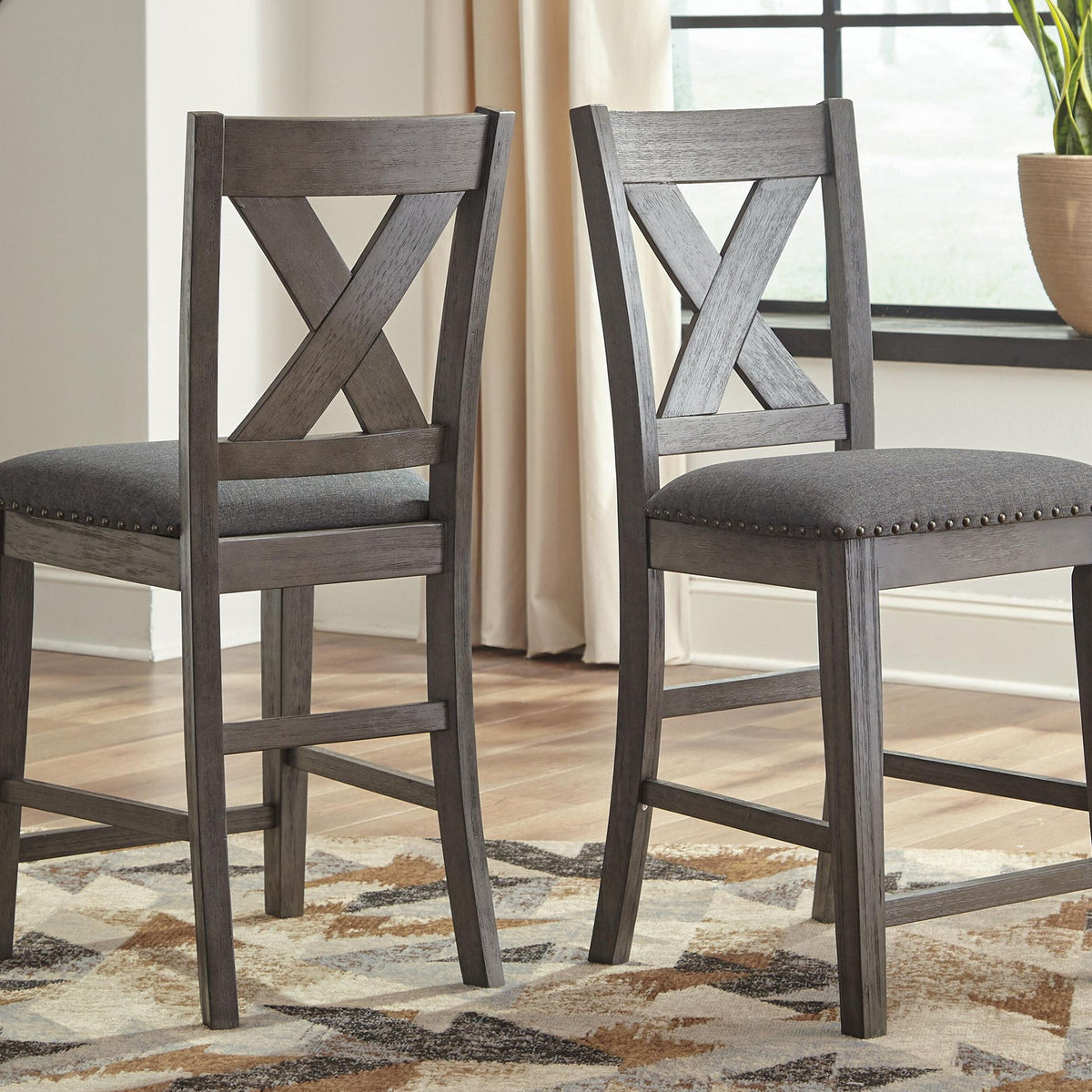Caitbrook - Upholstered Barstool (Set of 2) - Gray