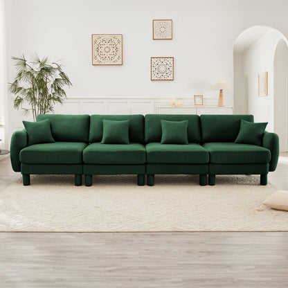 4-Seater Boucle Sofa - Green Boucle
