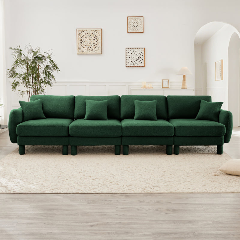 4-Seater Boucle Sofa - Green Boucle