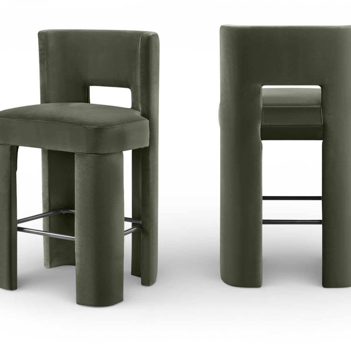 Zuno - Velvet Performance Fabric Upholstered Bar Stool (Set of 2)
