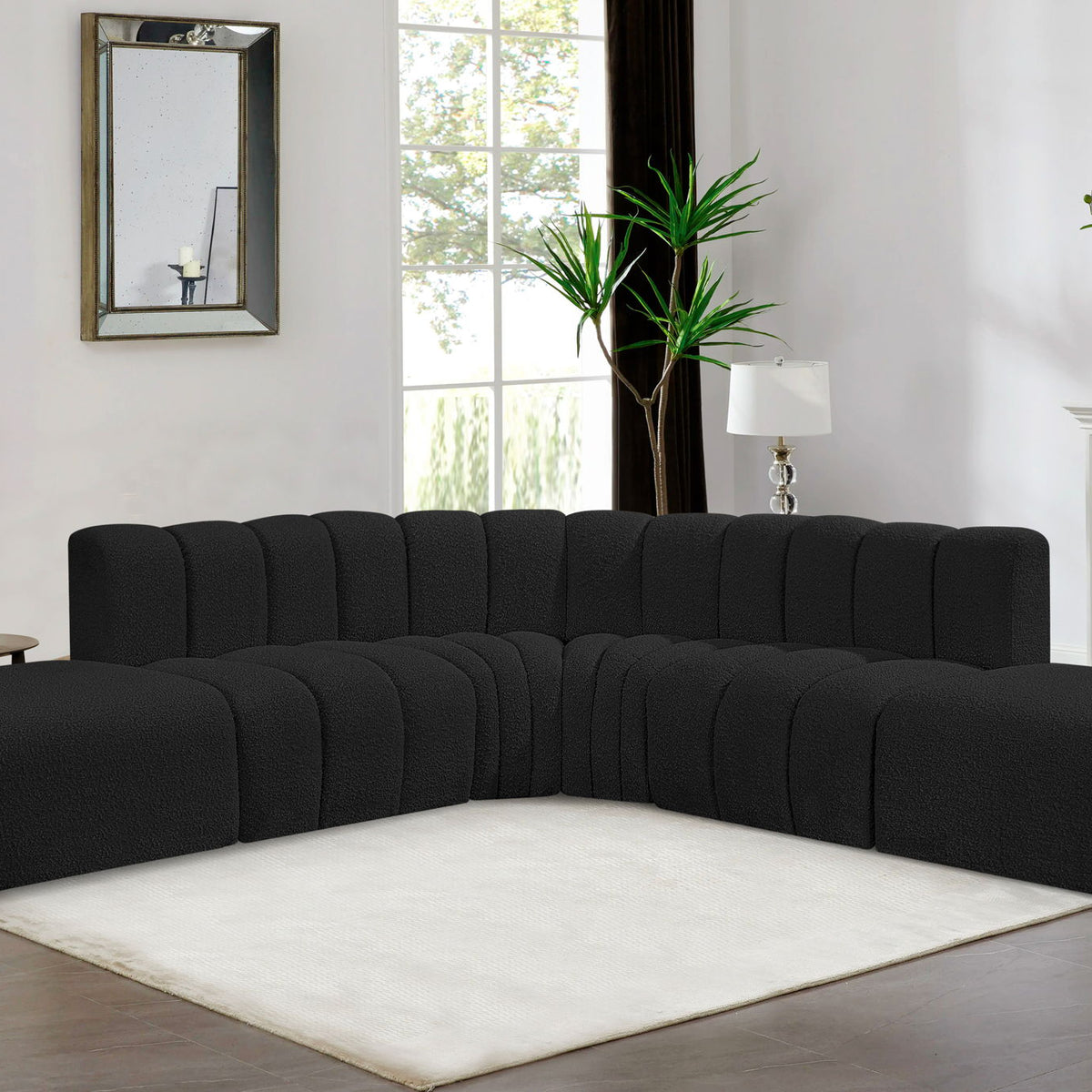 Arc - Boucle Fabric 6 Piece Corner Modular Sofa