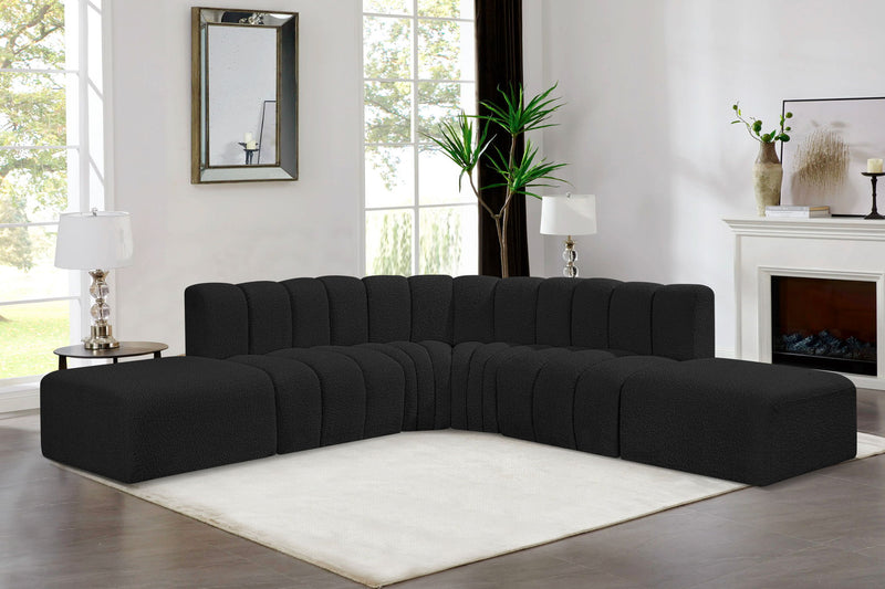 Arc - Boucle Fabric 6 Piece Corner Modular Sofa