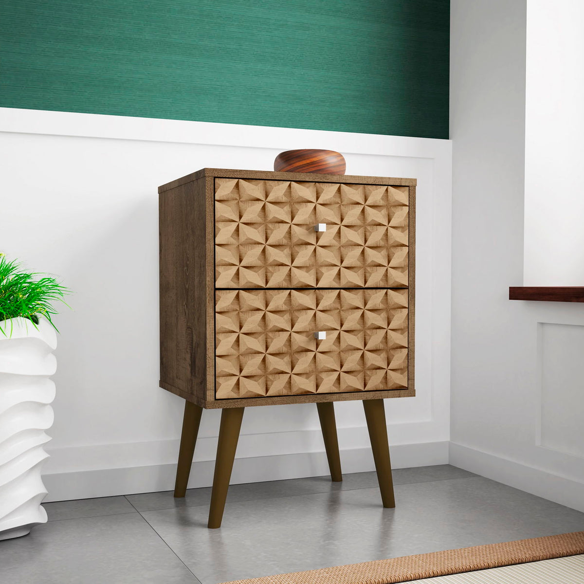 Manhattan Liberty - Nightstand With Rustic Brown Frame