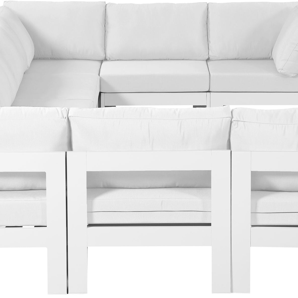 Nizuc - Outdoor Patio 9 Piece Modular Sectional With White Frame