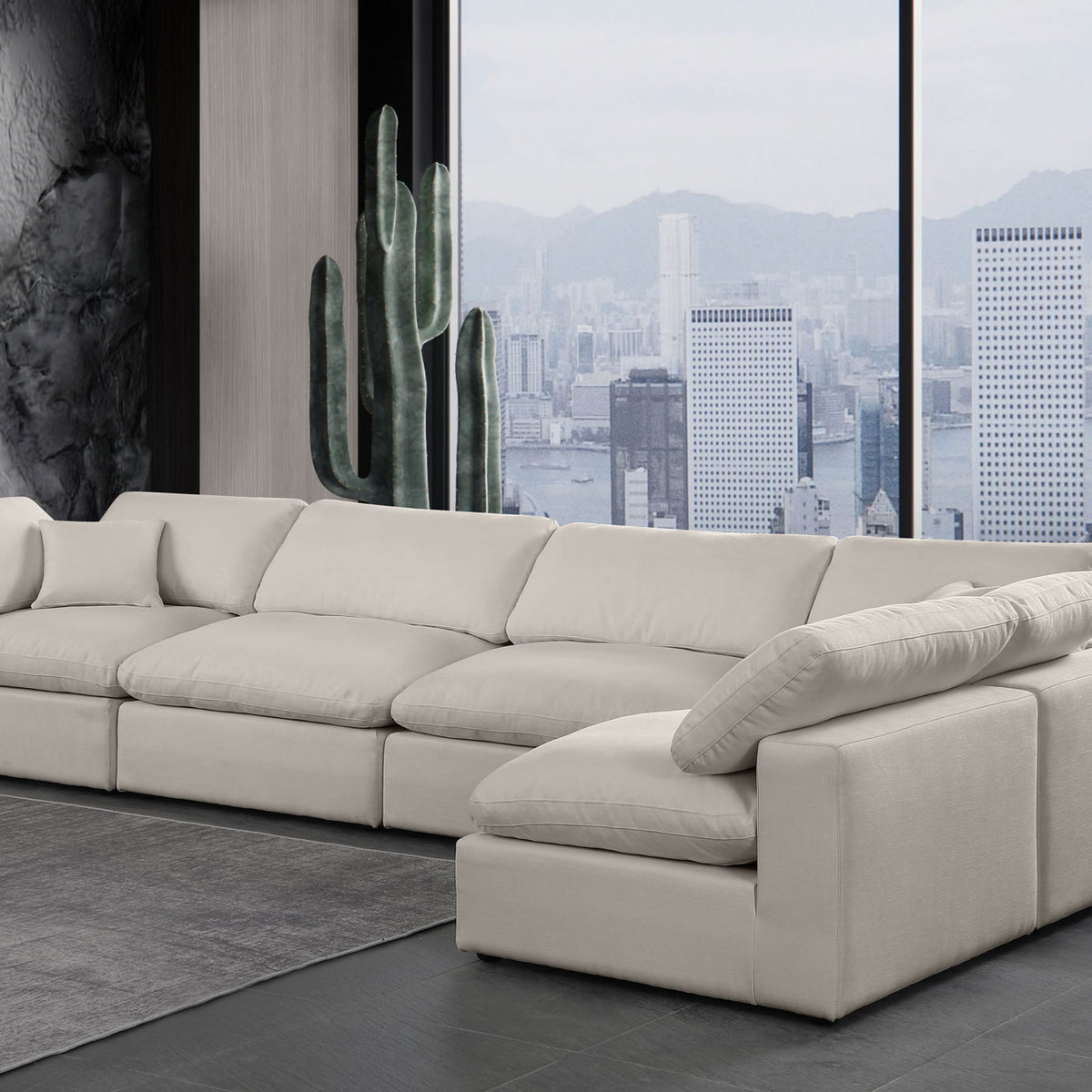 Comfy - 5 Piece Linen Modular Sectional
