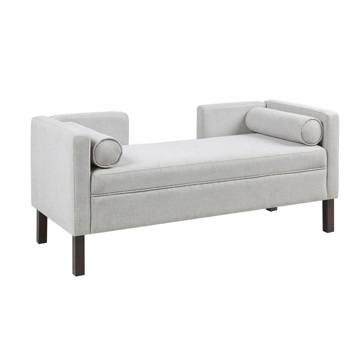 Upholstered Accent Bench With Open Back - Gray