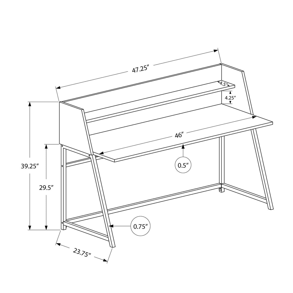 Computer Desk For Home Office, Laptop, Storage Shelves, Marble Look Contemporary & Modern
