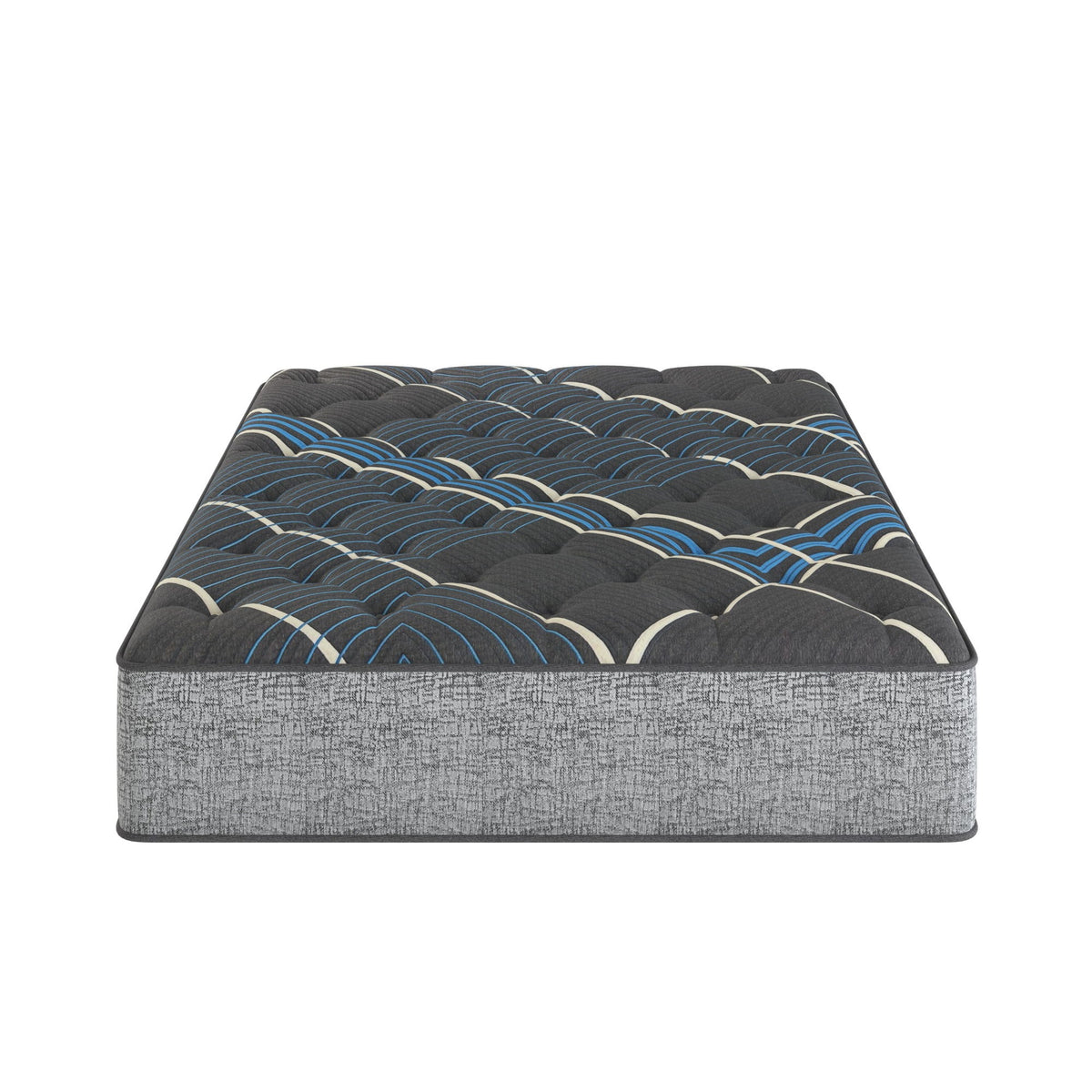 14 in hybrid mattress for twin, dark gray with blue quilted top