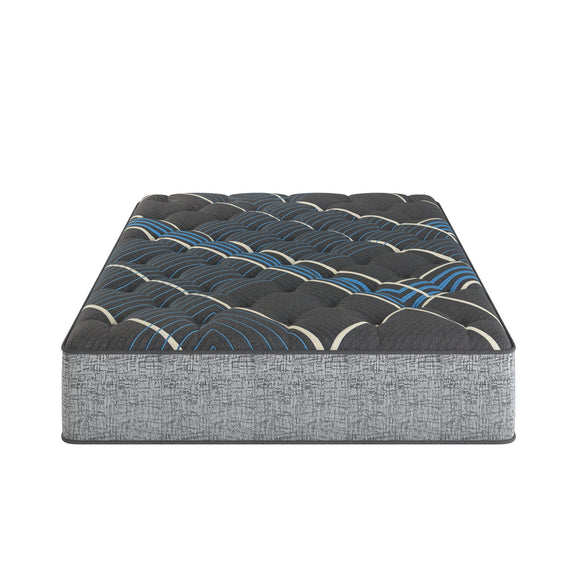 14 in hybrid mattress for twin, dark gray with blue quilted top