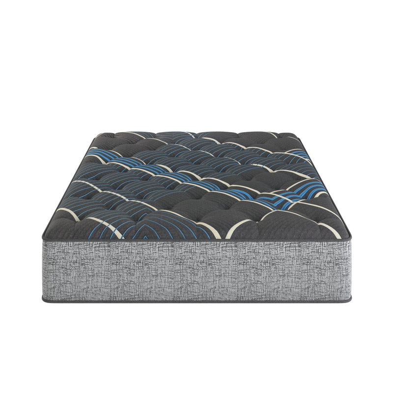 14 in hybrid mattress for twin, dark gray with blue quilted top