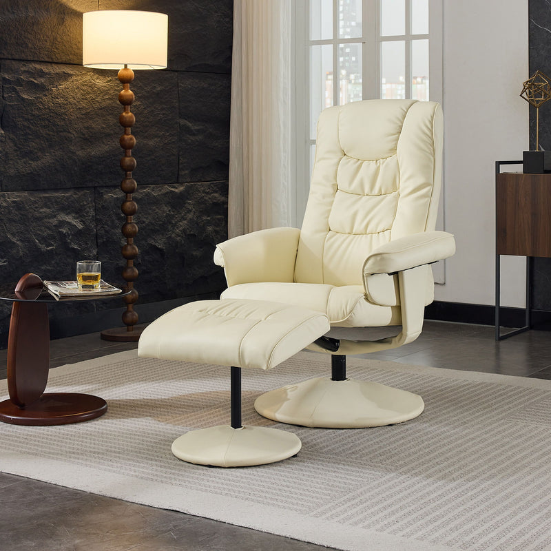 Recliner Chair With Ottoman, 360° Swivel Massage Lounge Chair With 5-Point Vibration & Heated Seat