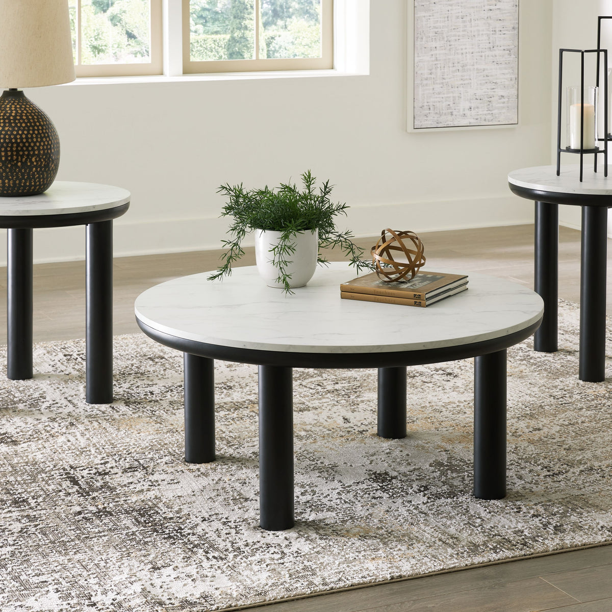 Xandrum - Occasional Table Set (Set of 3) - Black / White