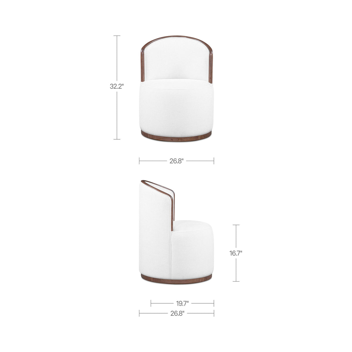 Rossi - Swivel Dining Chair - Cream / White
