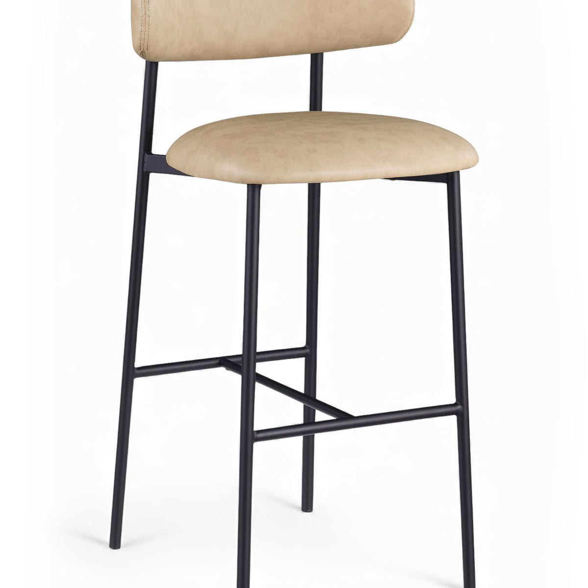 Lupita - Vegan Leather Upholstered Bar Stool With Matte Black Frame (Set of 2)