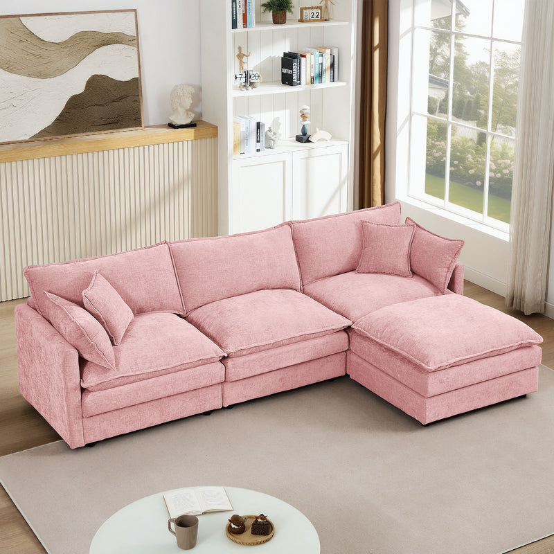 Contemporary Modular Sectional Sofa Set With Movable Ottoman