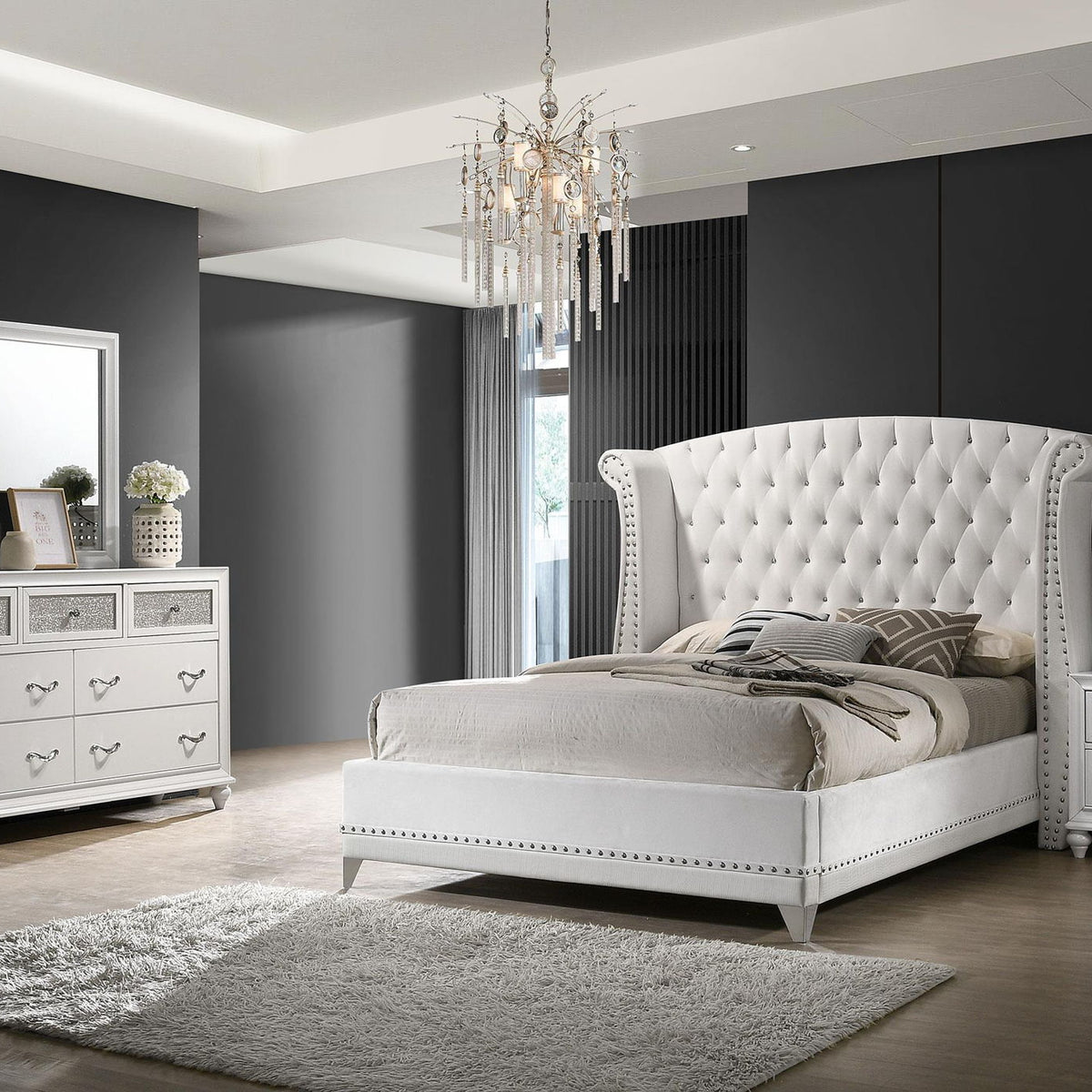 Barzini 4-piece California King Bedroom Set White