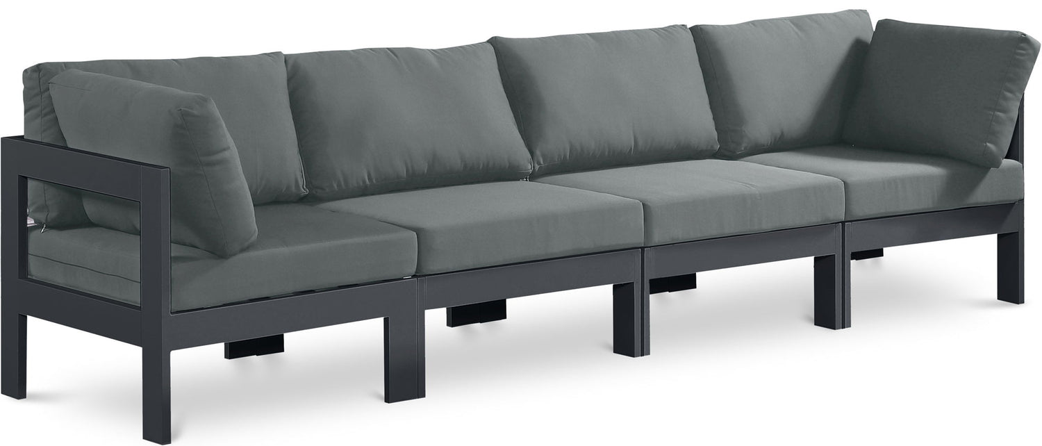 Nizuc - Outdoor Patio 4 Seat Modular Sofa With Gray Frame