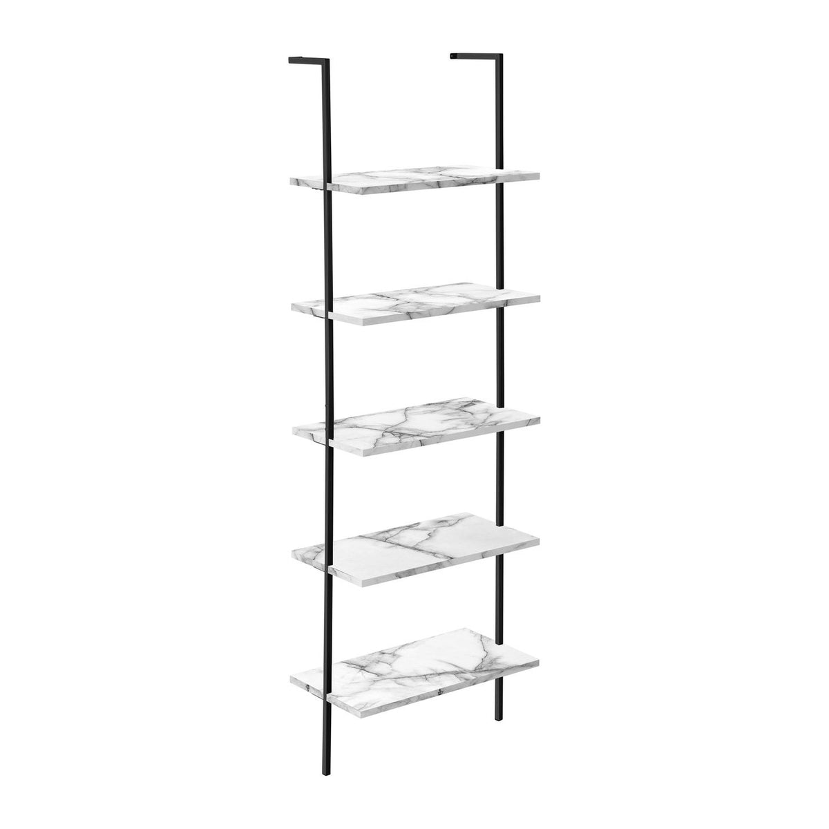 Bookshelf, Bookcase, Etagere, Ladder, 5 Tier, For Office, Marble Look Contemporary & Modern