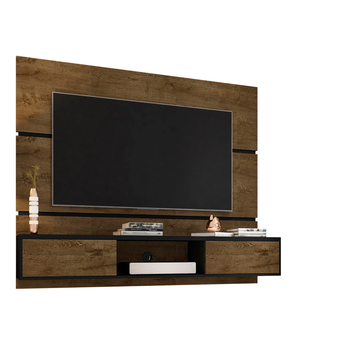 Vernon - TV Panel - Rustic Brown And Black