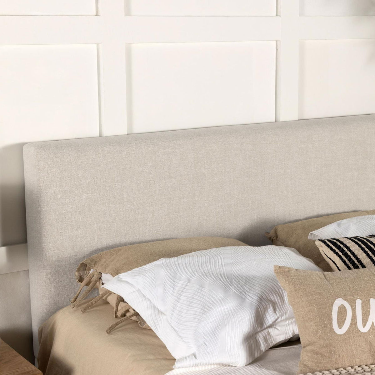 Pirro Upholstered Queen or Full Panel Headboard Sand