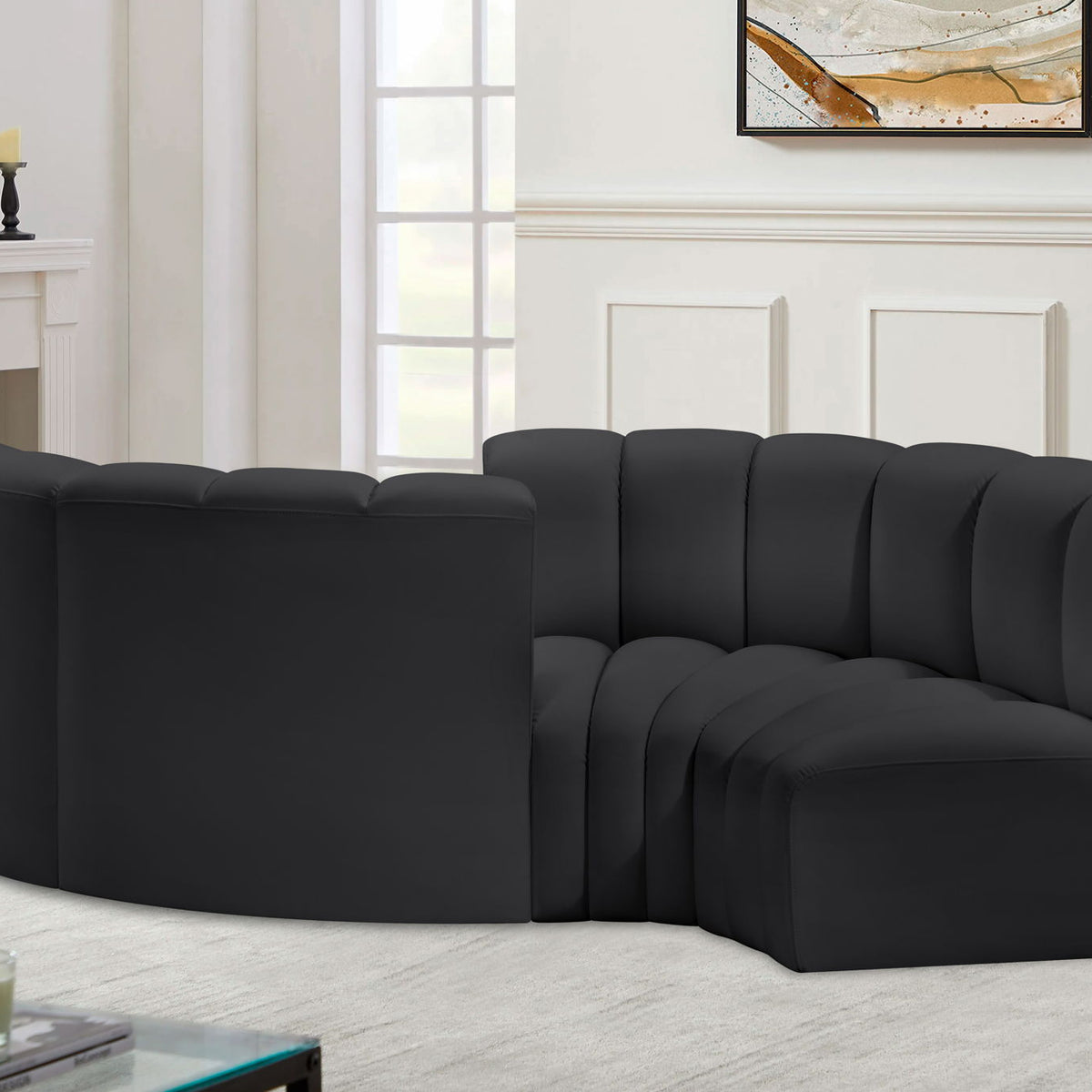 Arc - Faux Leather 4 Piece Curved Modular Sofa