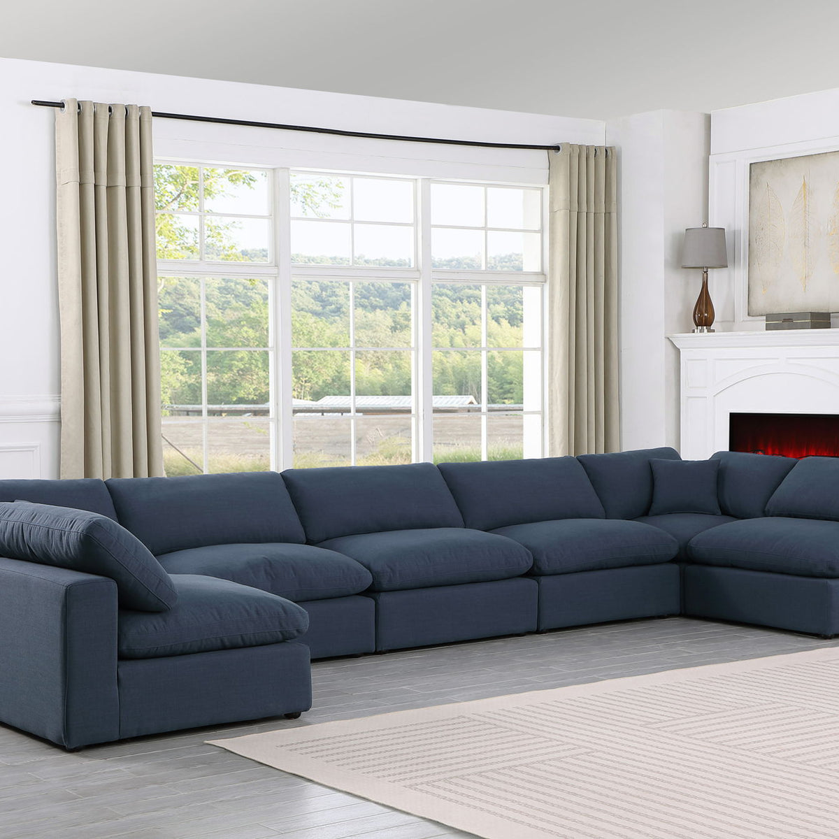Comfy - 7 Piece Linen Modular Armless Sectional