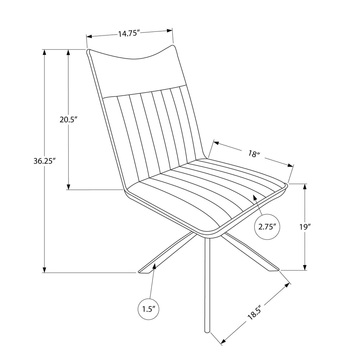 Dining Chair, Side, Upholstered For Dining Room, Modern