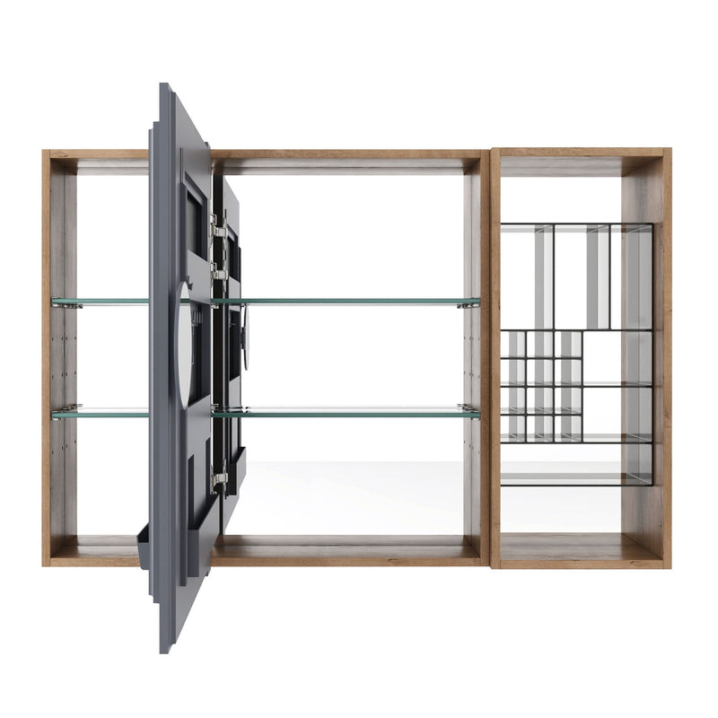 Wall Mounted Bathroom Mirror Cabinet, Adjustable Shelves - Imitative Oak