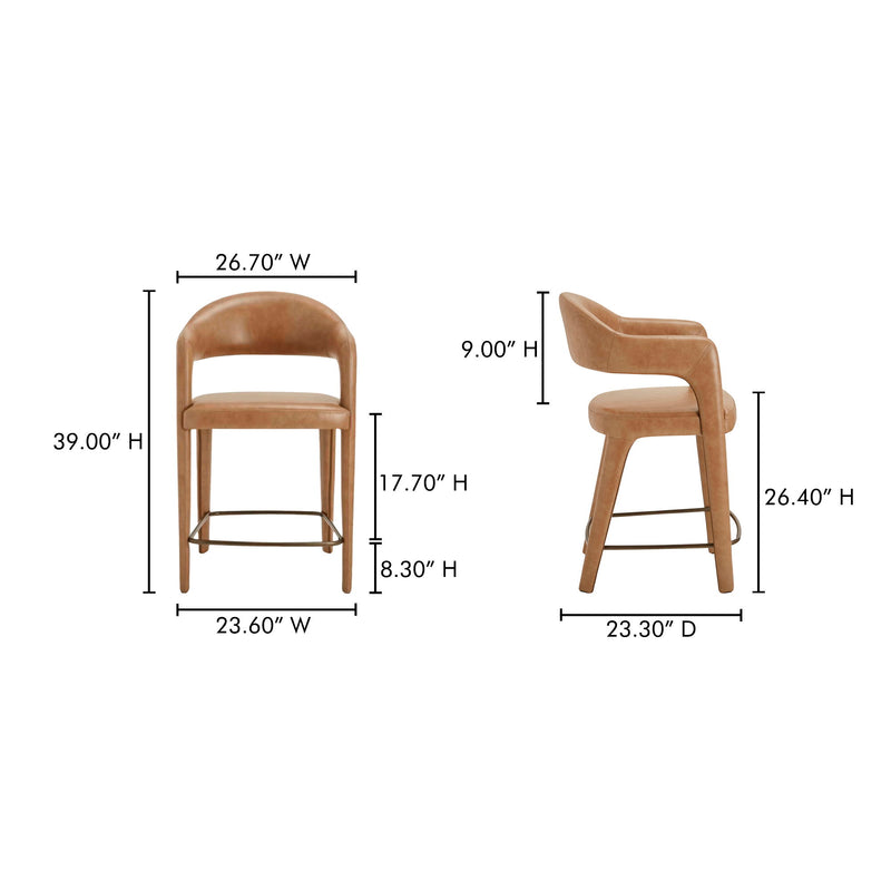 Counter stool dimensions: 39 inches high, 26.7 inches wide, and 23.3 inches deep.