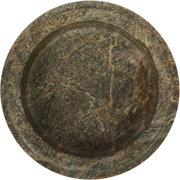 Parsons genuine marble bowl, green marble with swirling veining from top view