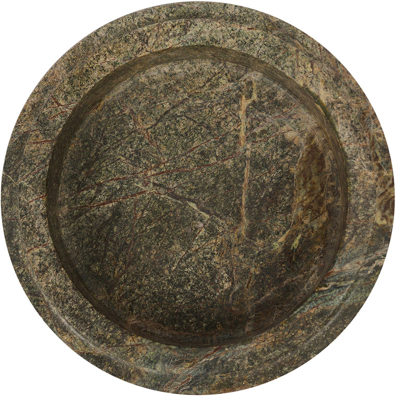 Parsons genuine marble bowl, green marble with swirling veining from top view