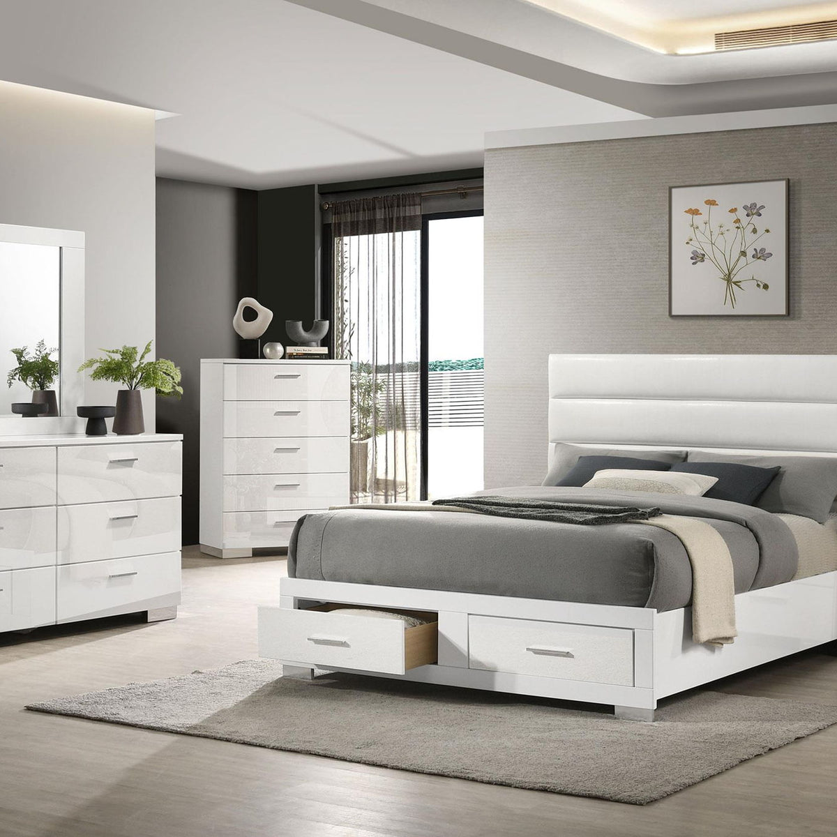 Felicity 5-piece Queen Platform Bedroom Set White