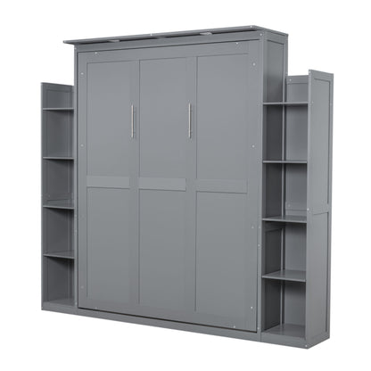 Wall Murphy Bed With Shelves And LED Lights