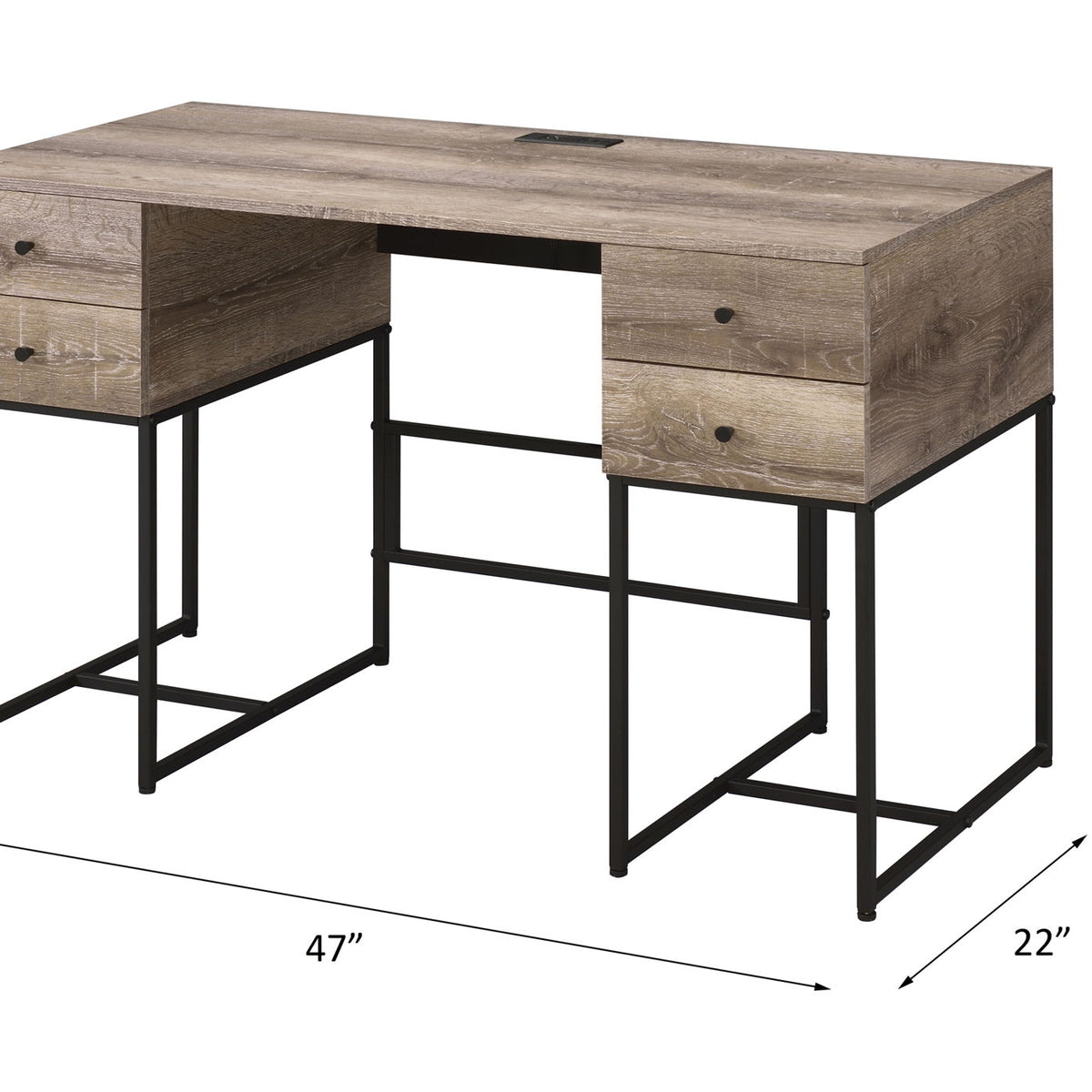 Desirre - Wirting Desk With USB Port - Oak