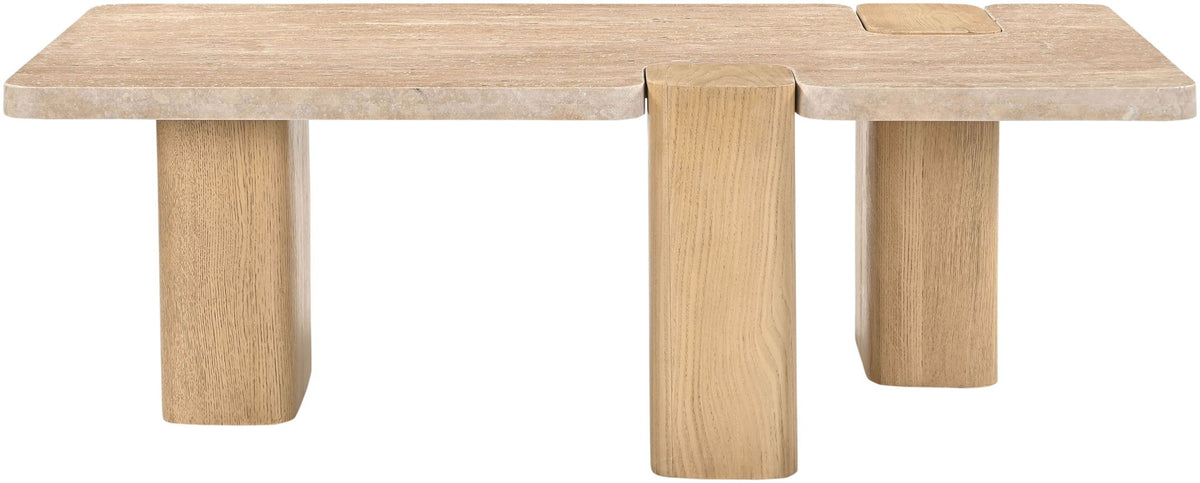 Ravenna - Genuine Fabric Travertine And Oak Wood Table