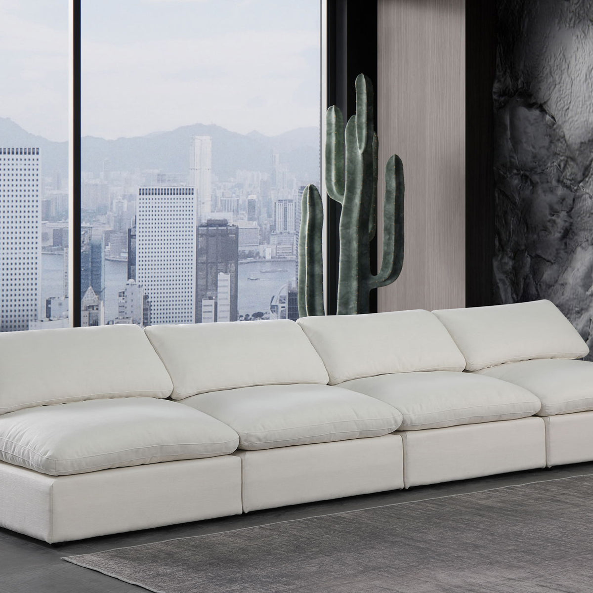 Comfy - Linen Modular Armless Sofa 4 Seats
